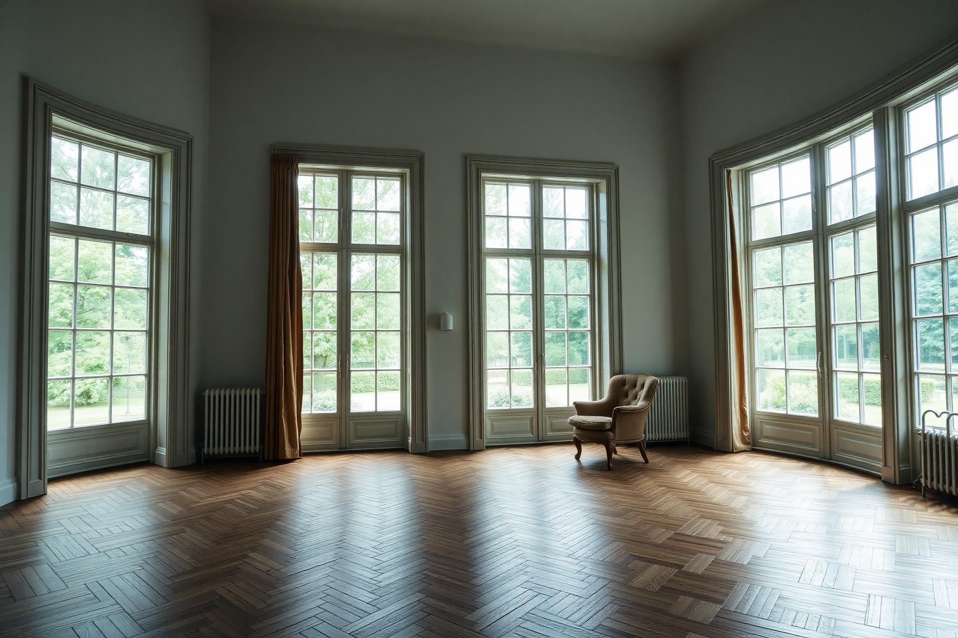 Klassiek interieur met grote ramen